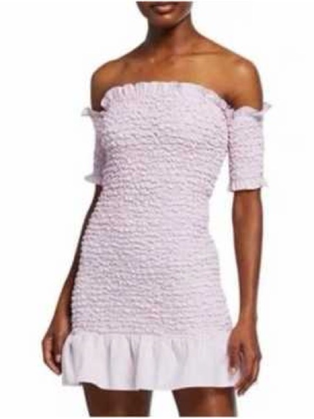 Petersyn Lilac One-Shoulder Smocked Ruffle Mini Dress